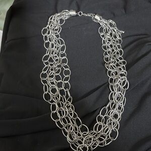 Natasha Couture Multi-Strand Silver Necklace